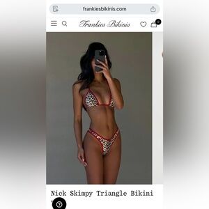 Frankie's Bikinis Leopard Triangle Bikini with Red Trim